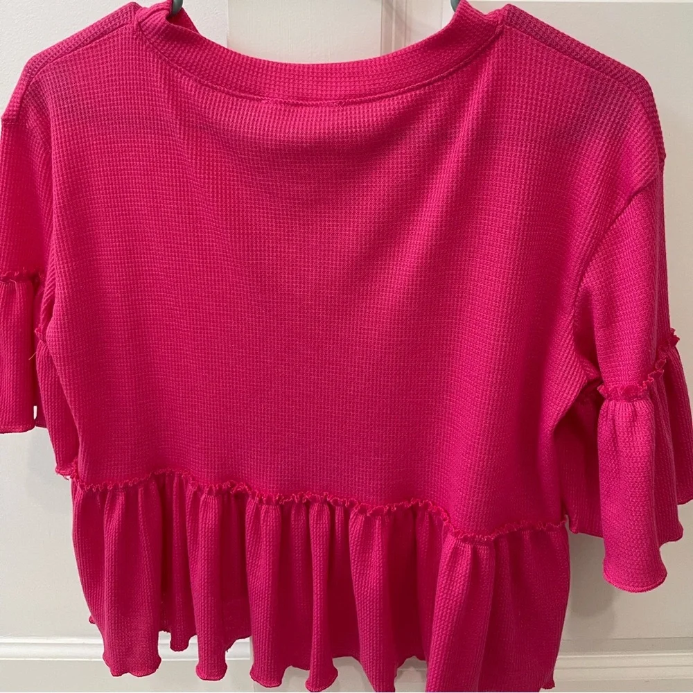 Altar’d State Pink Ruffly Blouse - Picture 2 of 2